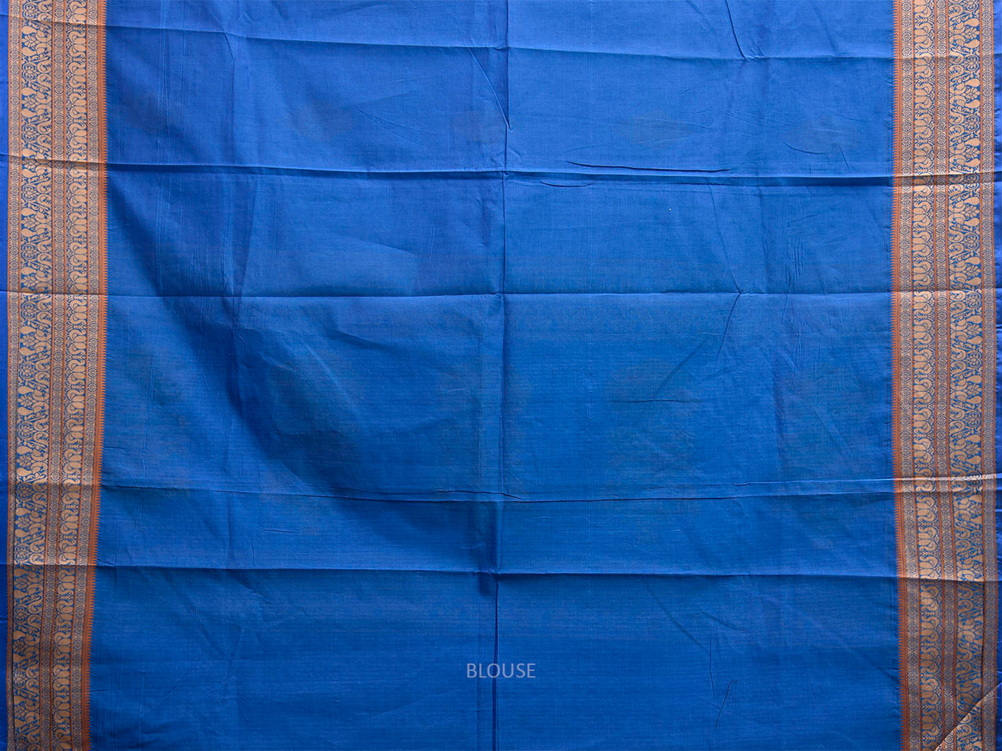 Blue Kanchipuram Cotton Saree with Buta and Peacocks Pallu Design k0946