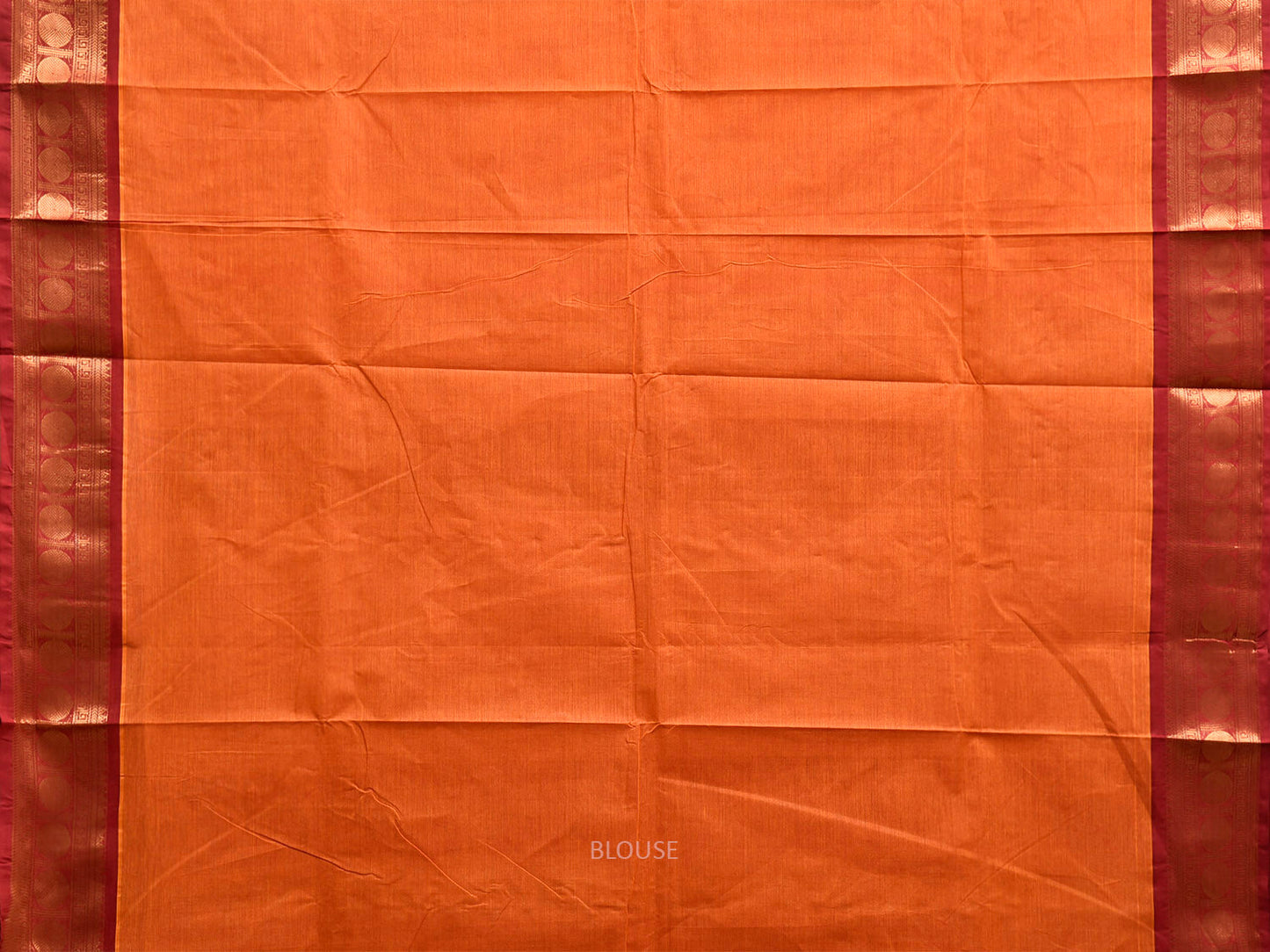 Orange and Red Kanchipuram Cotton Saree with Pallu and Border Design k0972