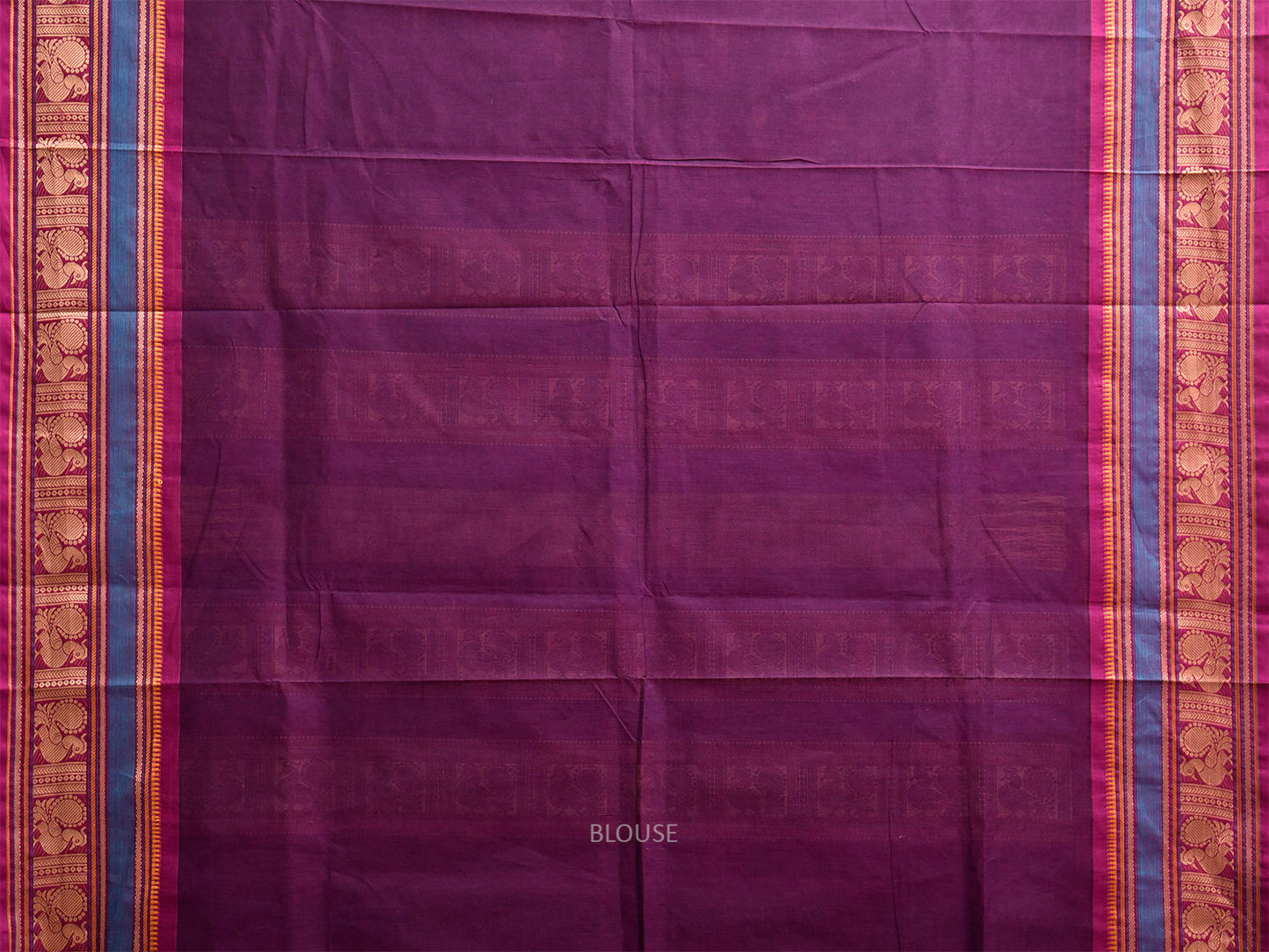 Purple Kanchipuram Cotton Saree with Checks and Border Design k0982