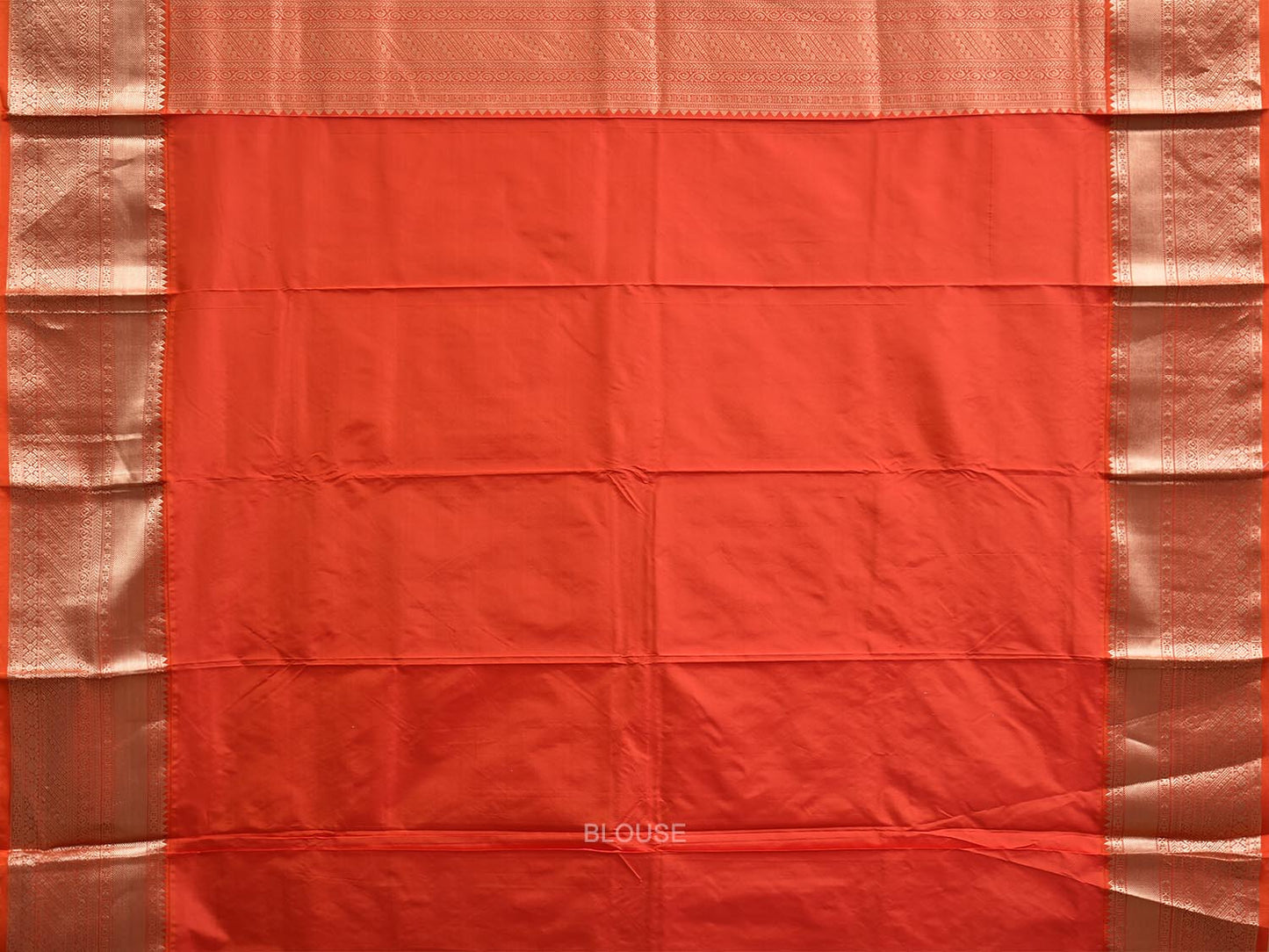White and Red Kanchipuram Silk Plain Saree with Border and Pallu Design k1059