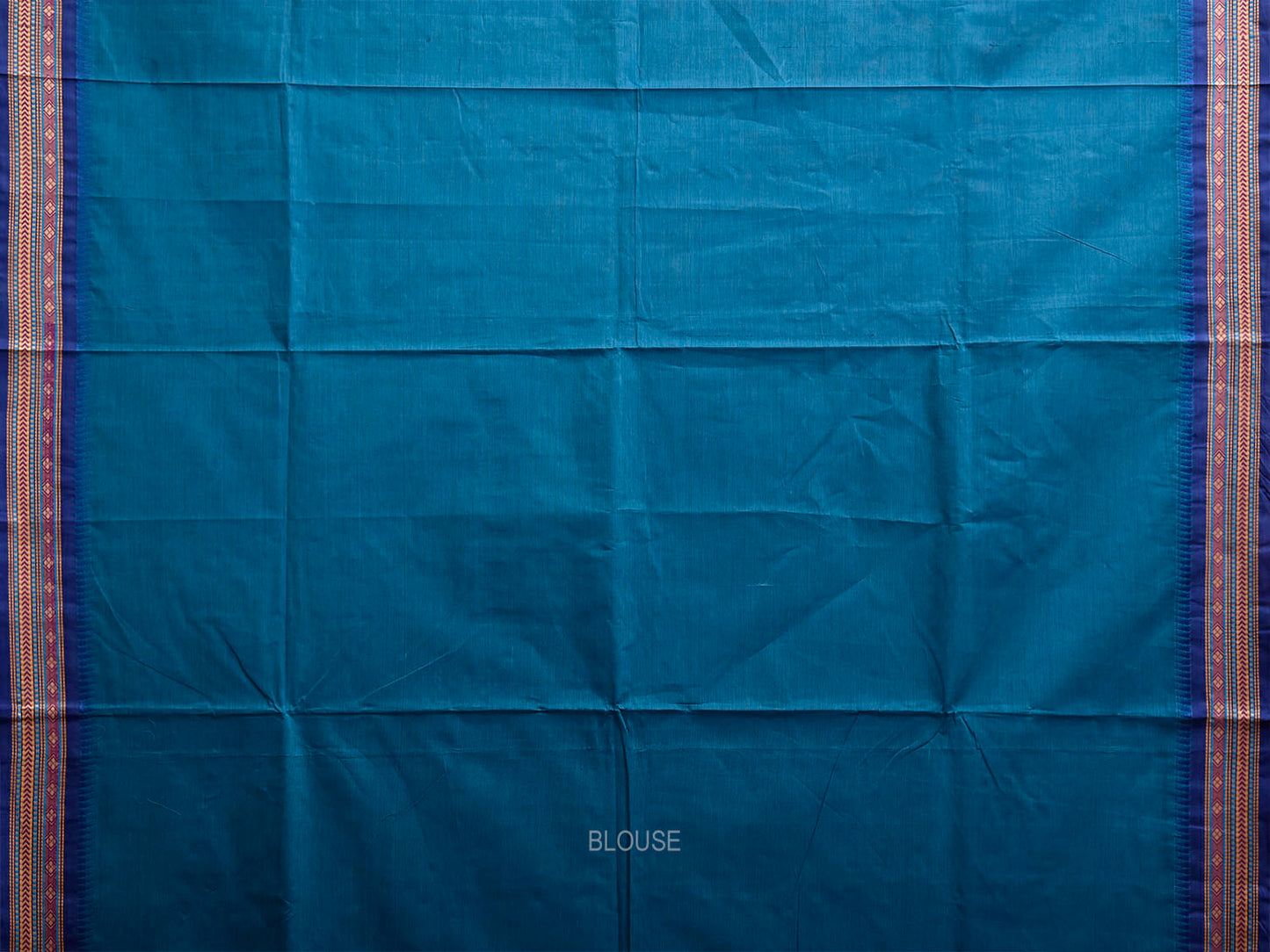 Blue Kanchipuram Cotton Plain Saree with Border and Strips Pallu Design k1069