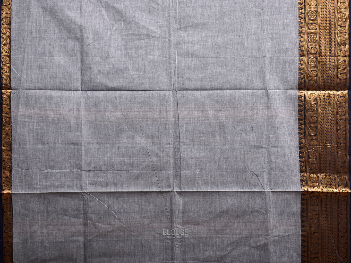 Grey and Black Kanchipuram Cotton Saree with Body Buta and Border Design k1072