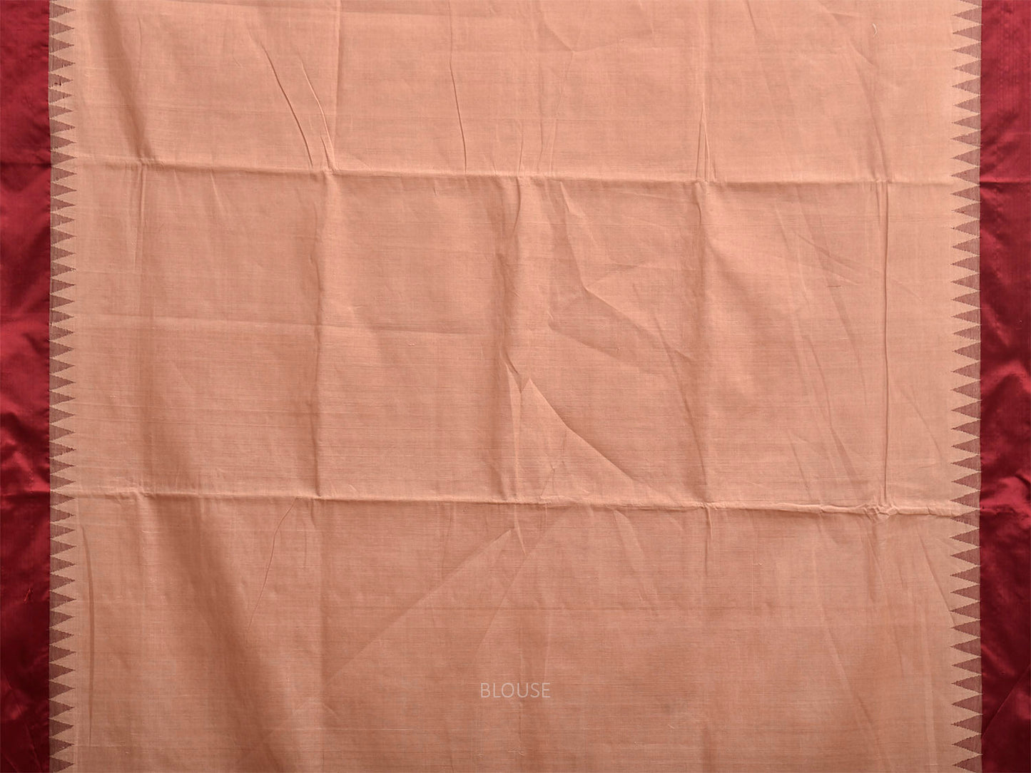 Cream and Maroon Khadi Cotton Handloom Palin Saree with Small Temple Border Design kh0732