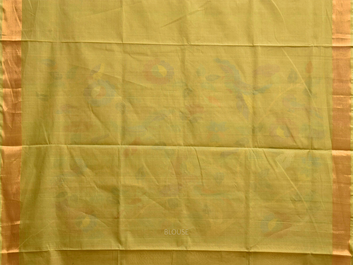 Light Green Khadi Cotton Handloom Saree with Floral and Birds Pallu Design kh0735