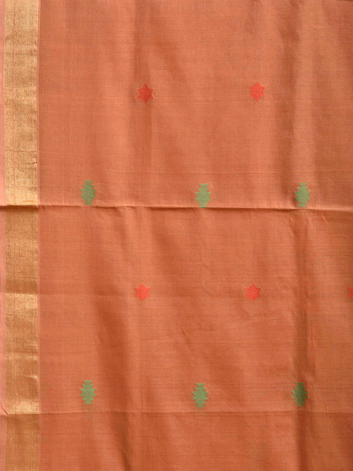 Fawn Khadi Cotton Handloom Saree with Floral Pallu Design No Blouse kh0738