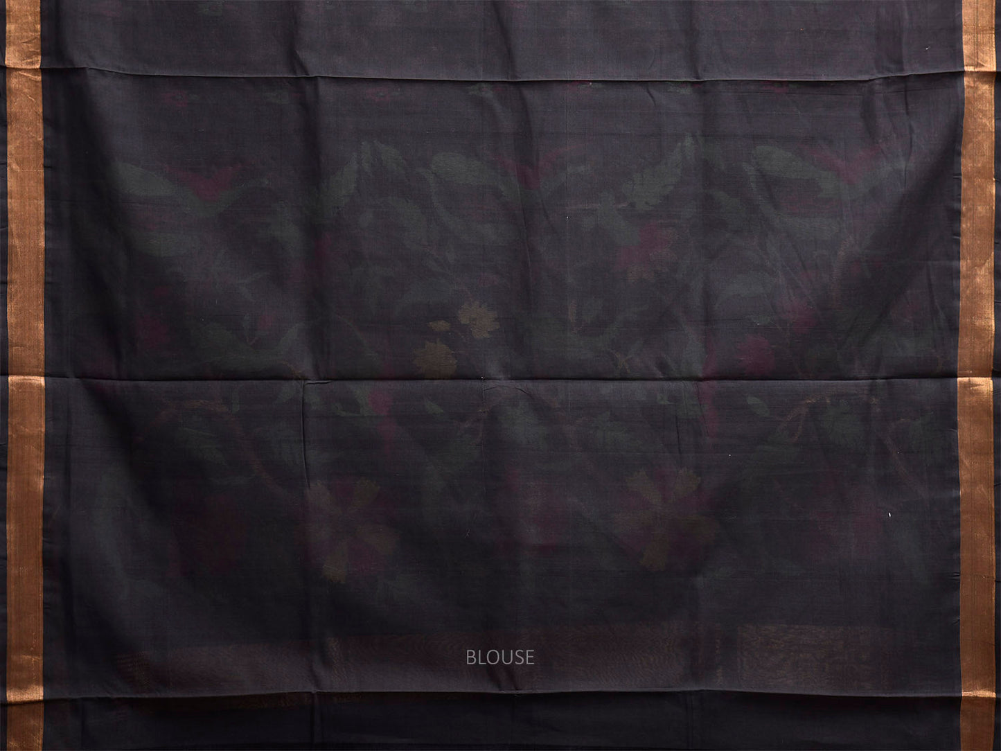 Black Khadi Cotton Handloom Saree with Birds and Floral Pallu Design kh0740