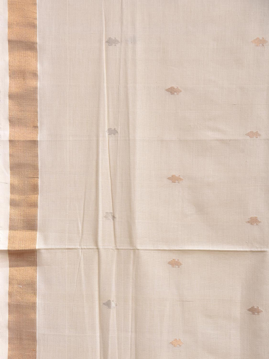White Khadi Cotton Handloom Saree with Chakra Pallu Design No Blouse kh0743