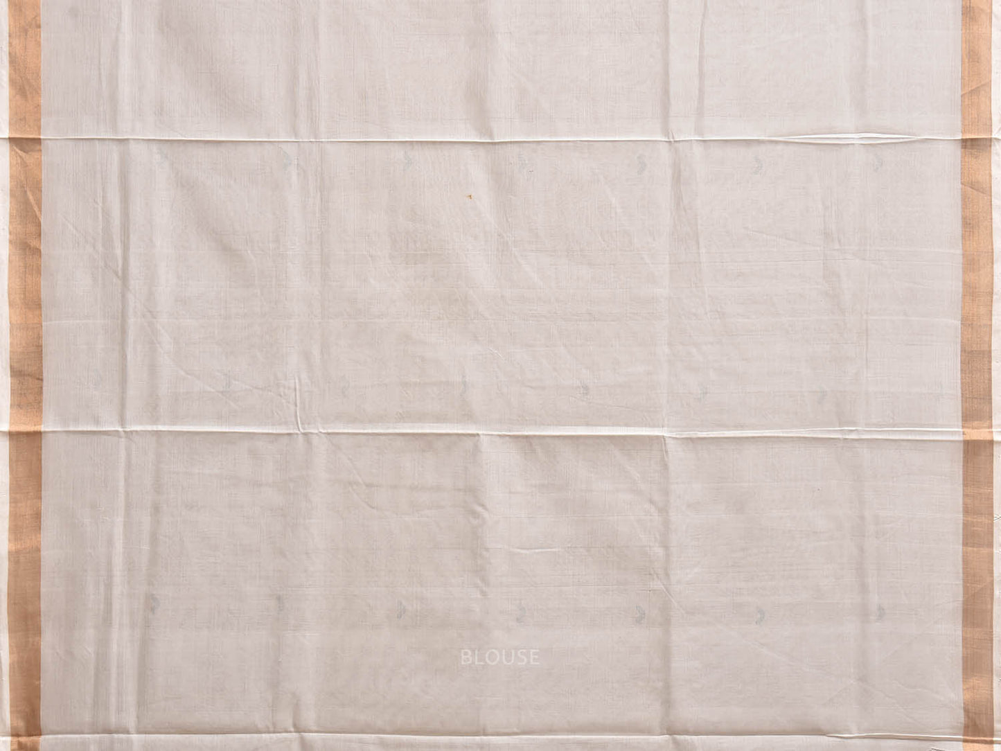 White Khadi Cotton Handloom Saree with Cows and Tree Pallu Design kh0744