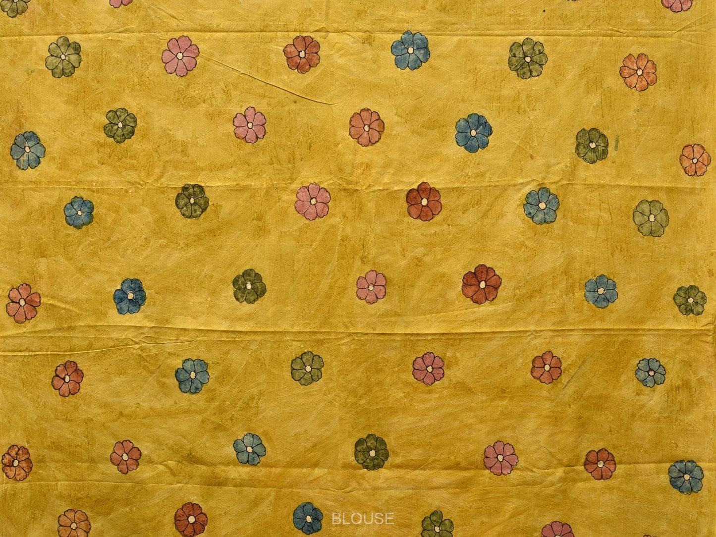 Khaki and Yellow Kalamkari Hand Painted Silk Handloom Saree with Floral and Peacocks Pallu Design KL0762