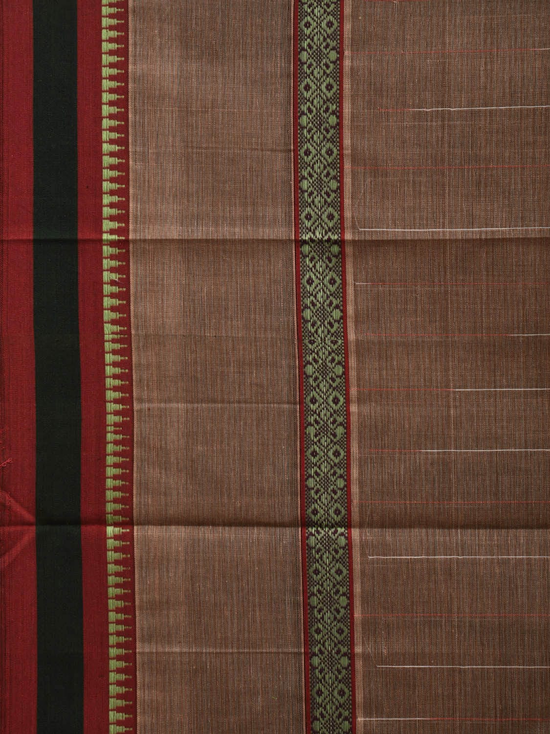 Khaki Narayanpet Cotton Handloom Saree with Checks Design No Blouse np0617