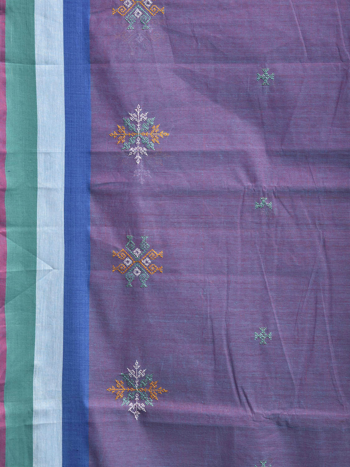 Purple and Turquoise Kasuti Venkatagiri Cotton Handloom Saree with Buta Work Design ku0031
