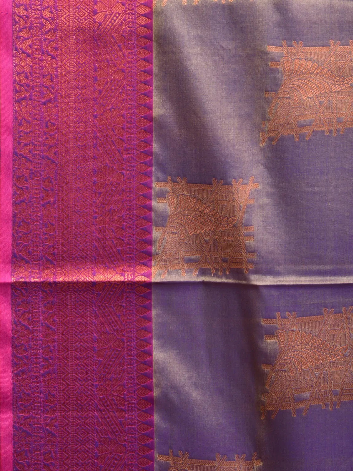 Lavender and Pink Katan Silk Saree with Border and Body Butta Design b0147ds
