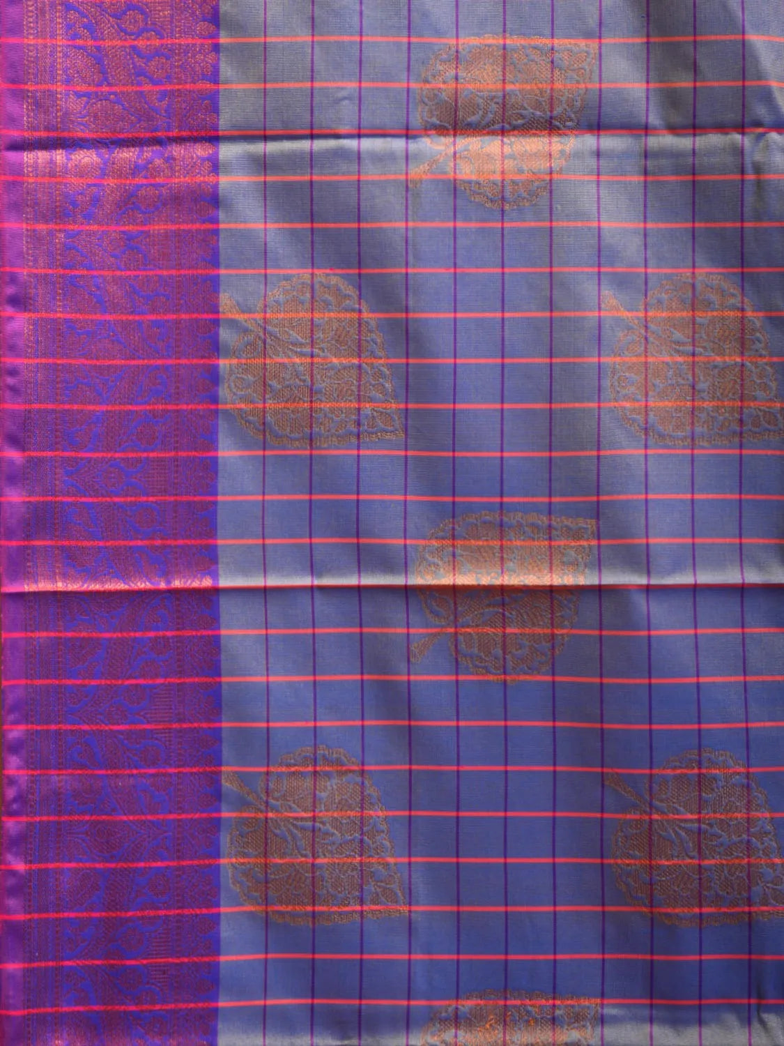 Lavender and Violet Katan Silk Saree with Border Checks and Body Butta Design b0144ds