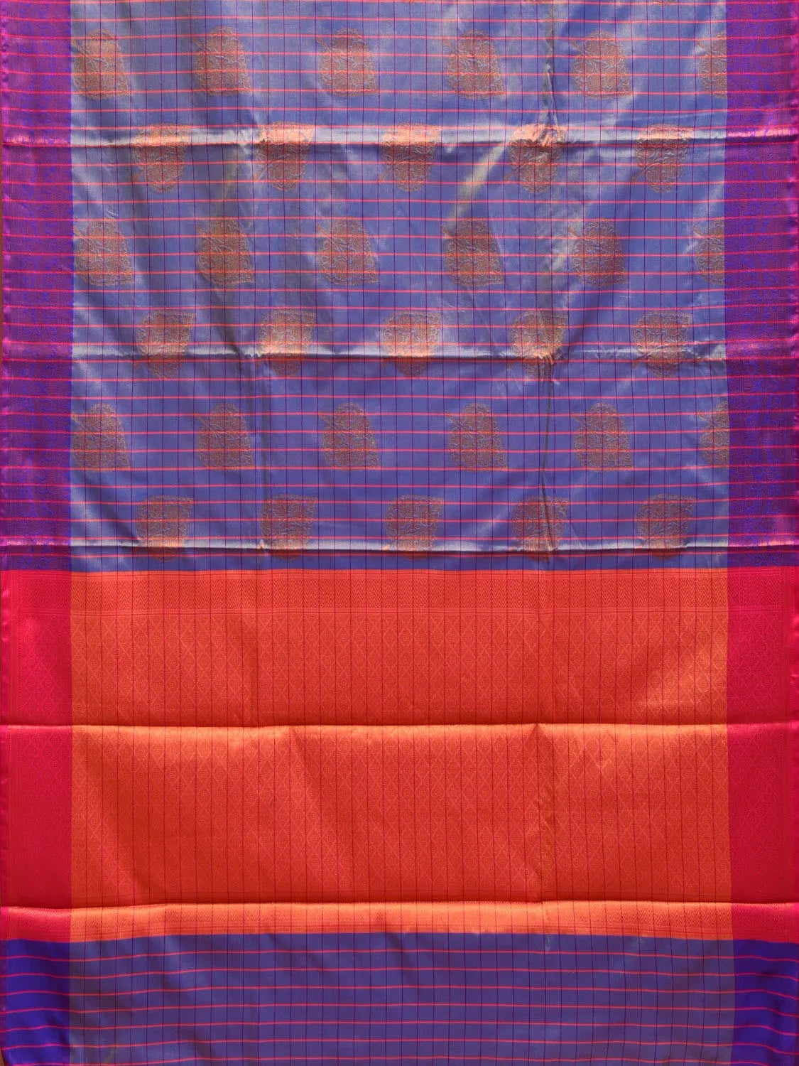 Lavender and Violet Katan Silk Saree with Border Checks and Body Butta Design b0144ds