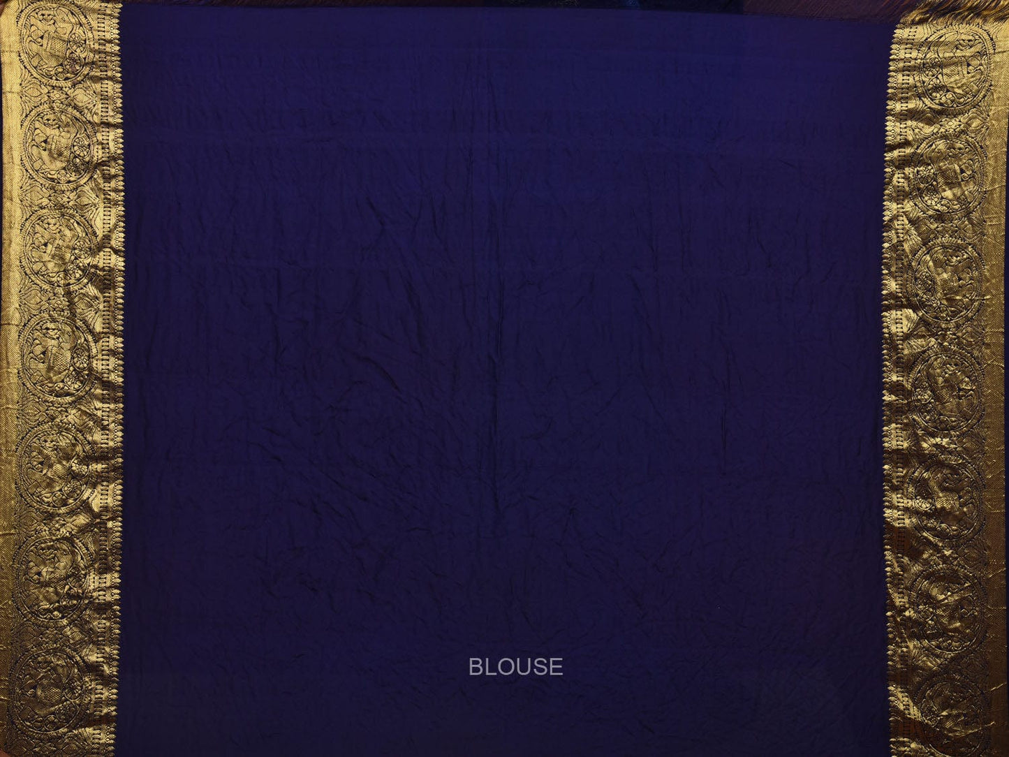 Light Blue and Dark Blue Bandhani Kanchipuram Silk Handloom Saree with Pallu and Border Design bn0449