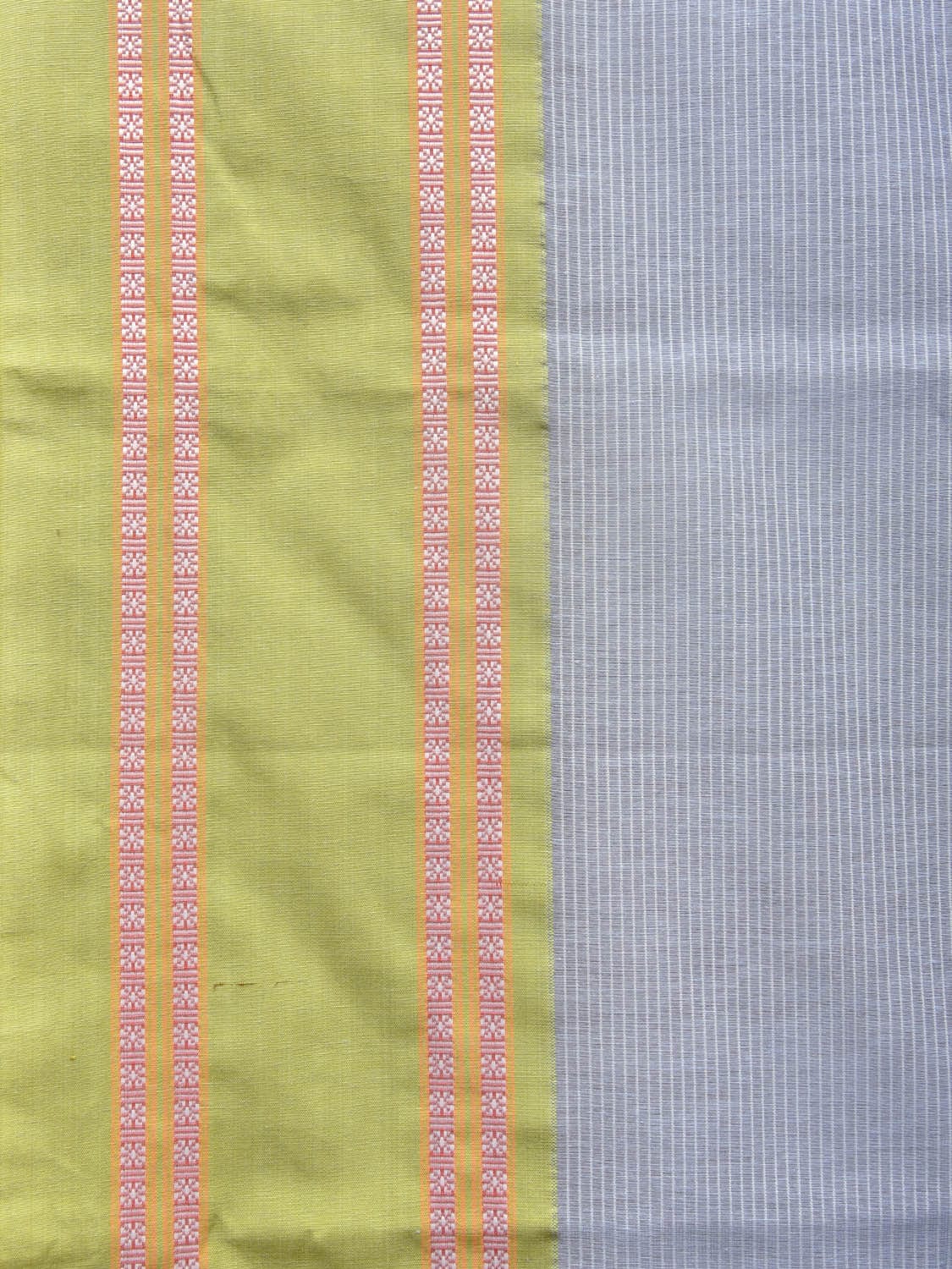 Light Blue and Green Bamboo Cotton Saree with Strips Design No Blouse bc0216