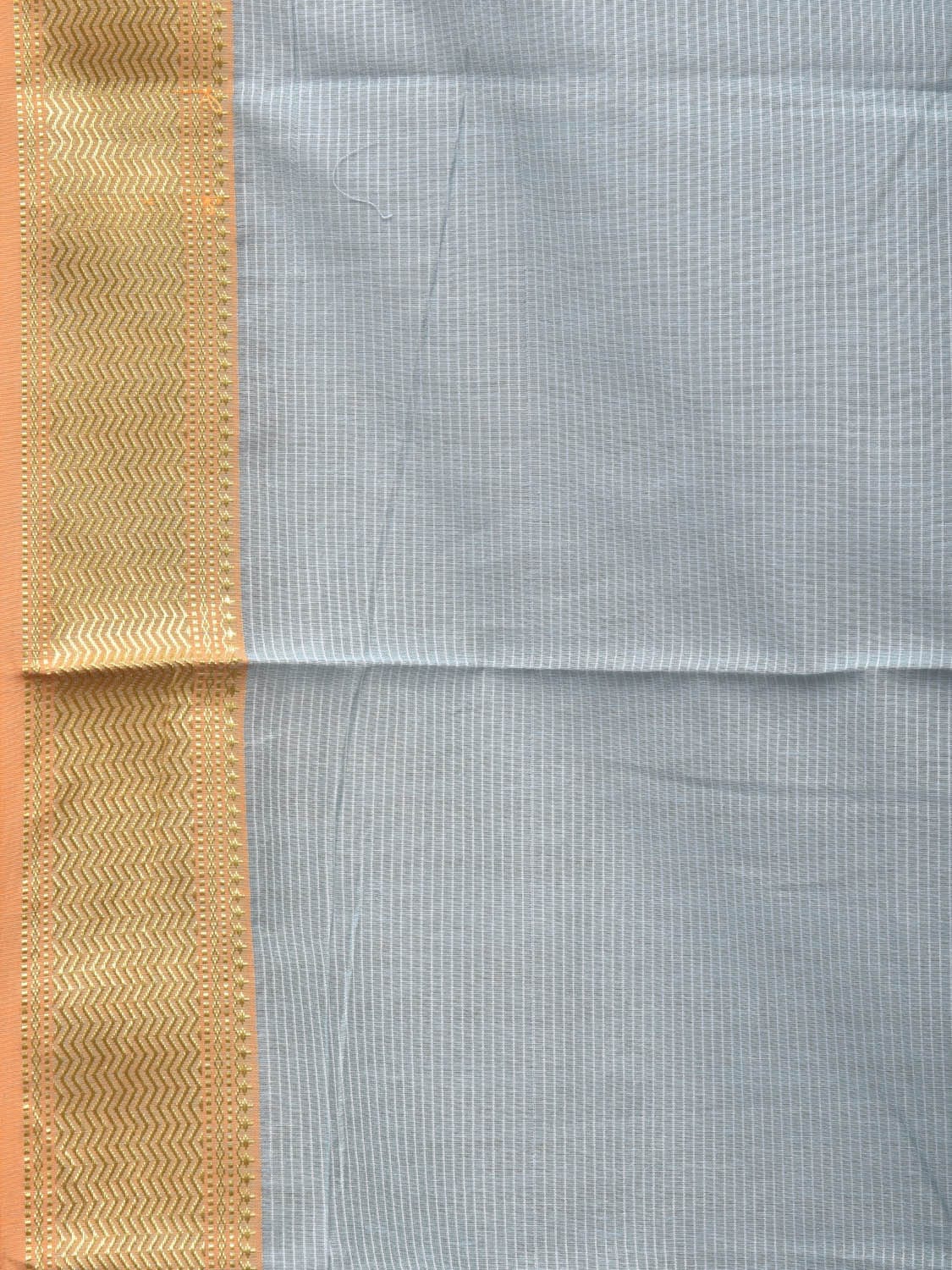 Light Blue and Mustard Bamboo Cotton Saree with Strips Design No Blouse bc0223