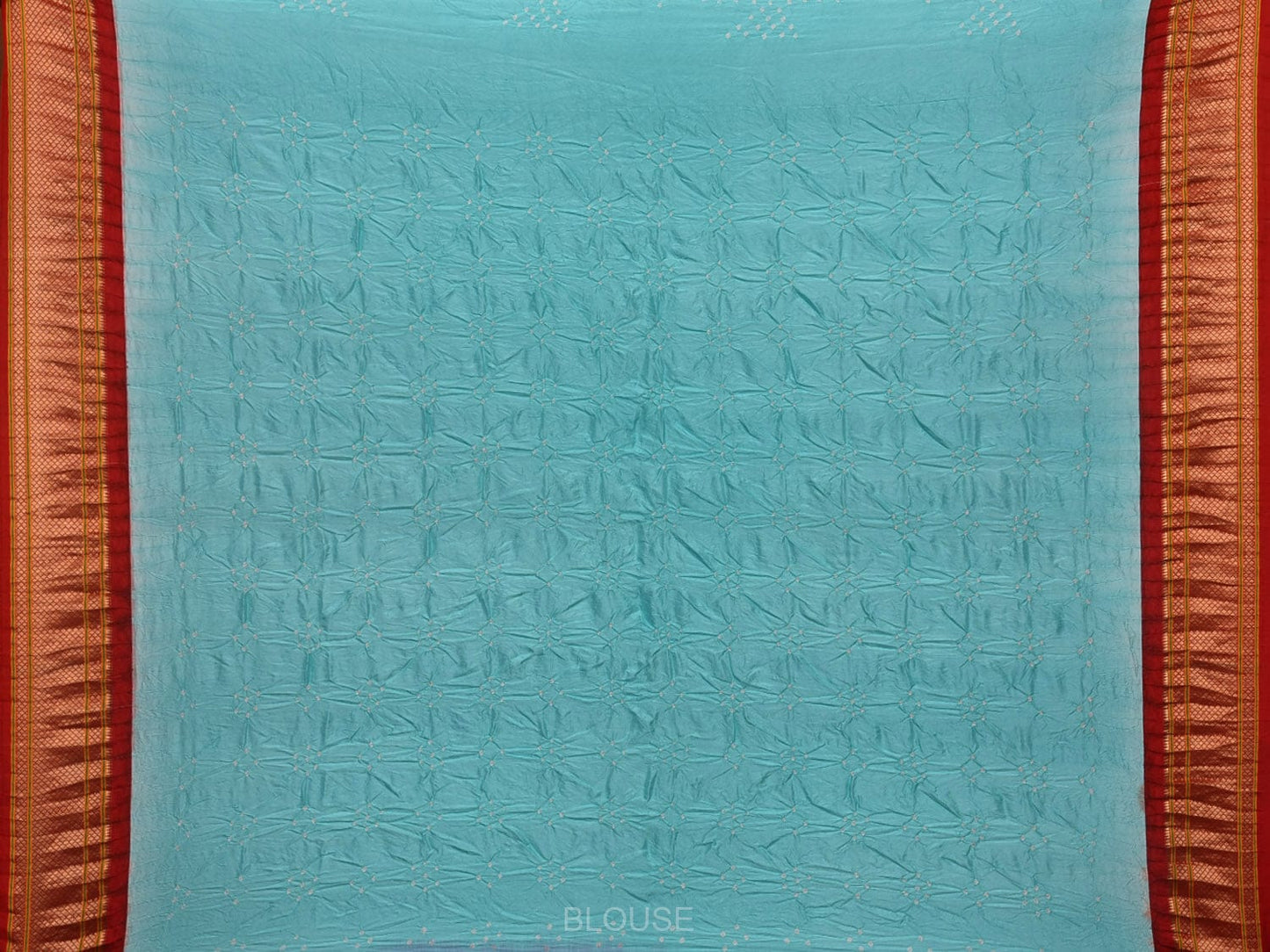 Light Blue and Red Bandhani Paithani Silk Handloom Saree with Pallu Design bn0437
