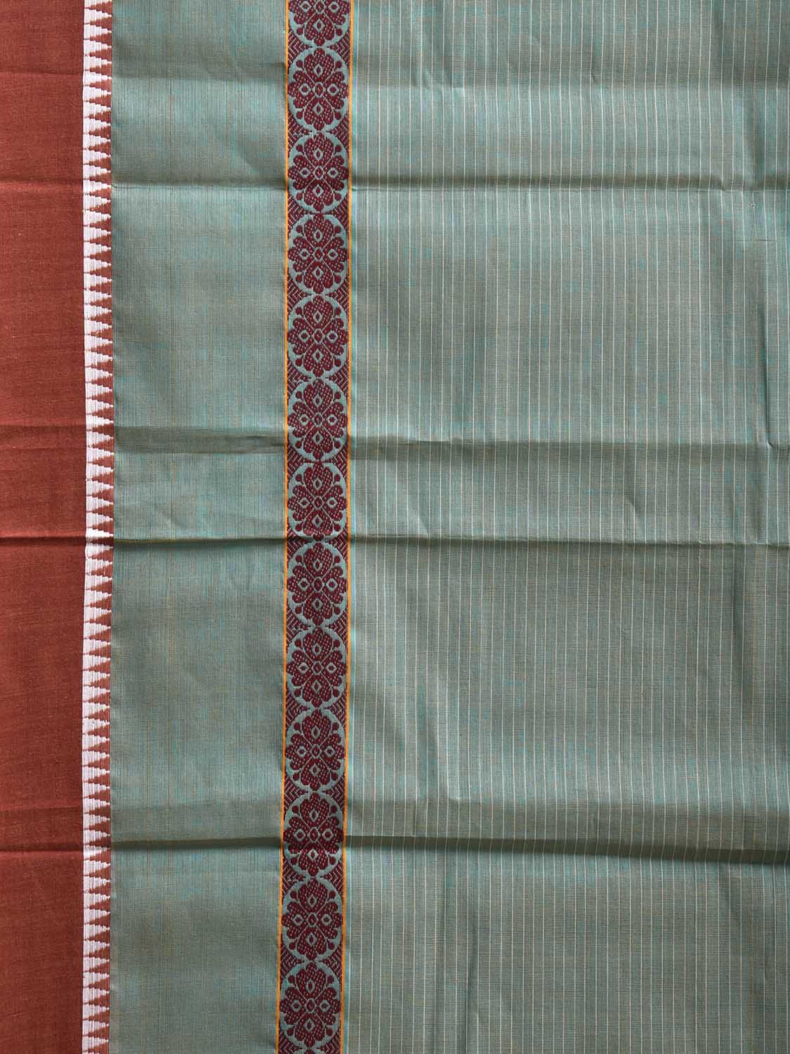 Light Blue and Rust Narayanpet Cotton Handloom Saree with Strips Design No Blouse np1140