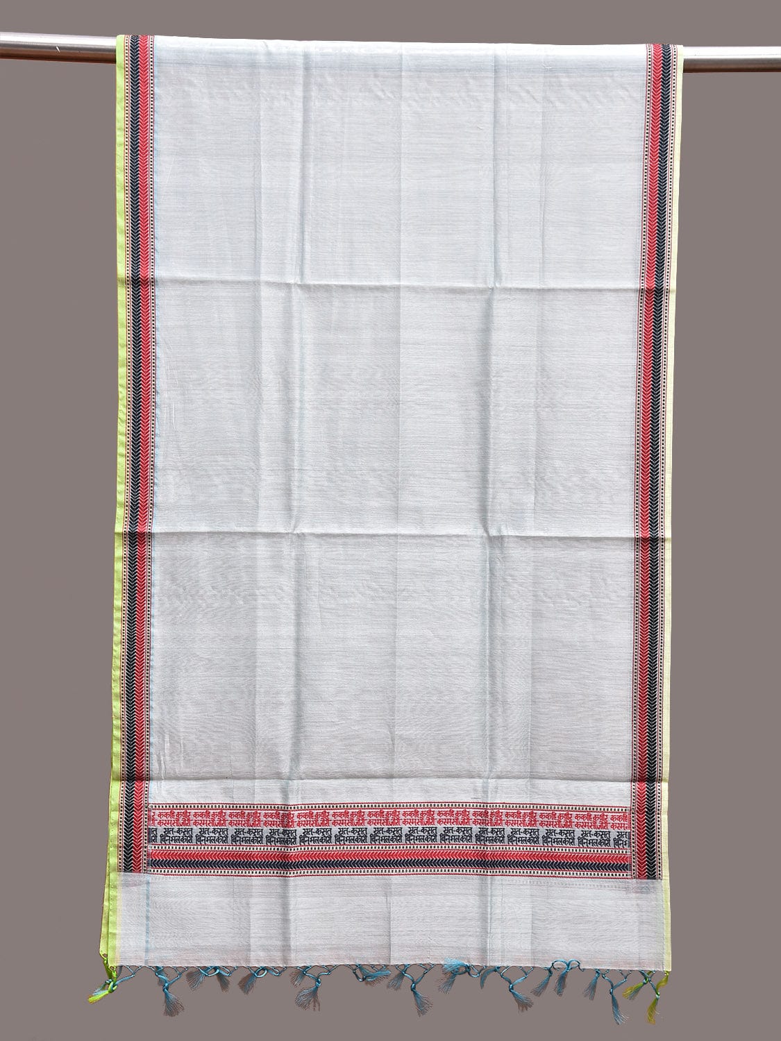 Light Blue Banaras Cotton Silk Stole with Border Design ds3655