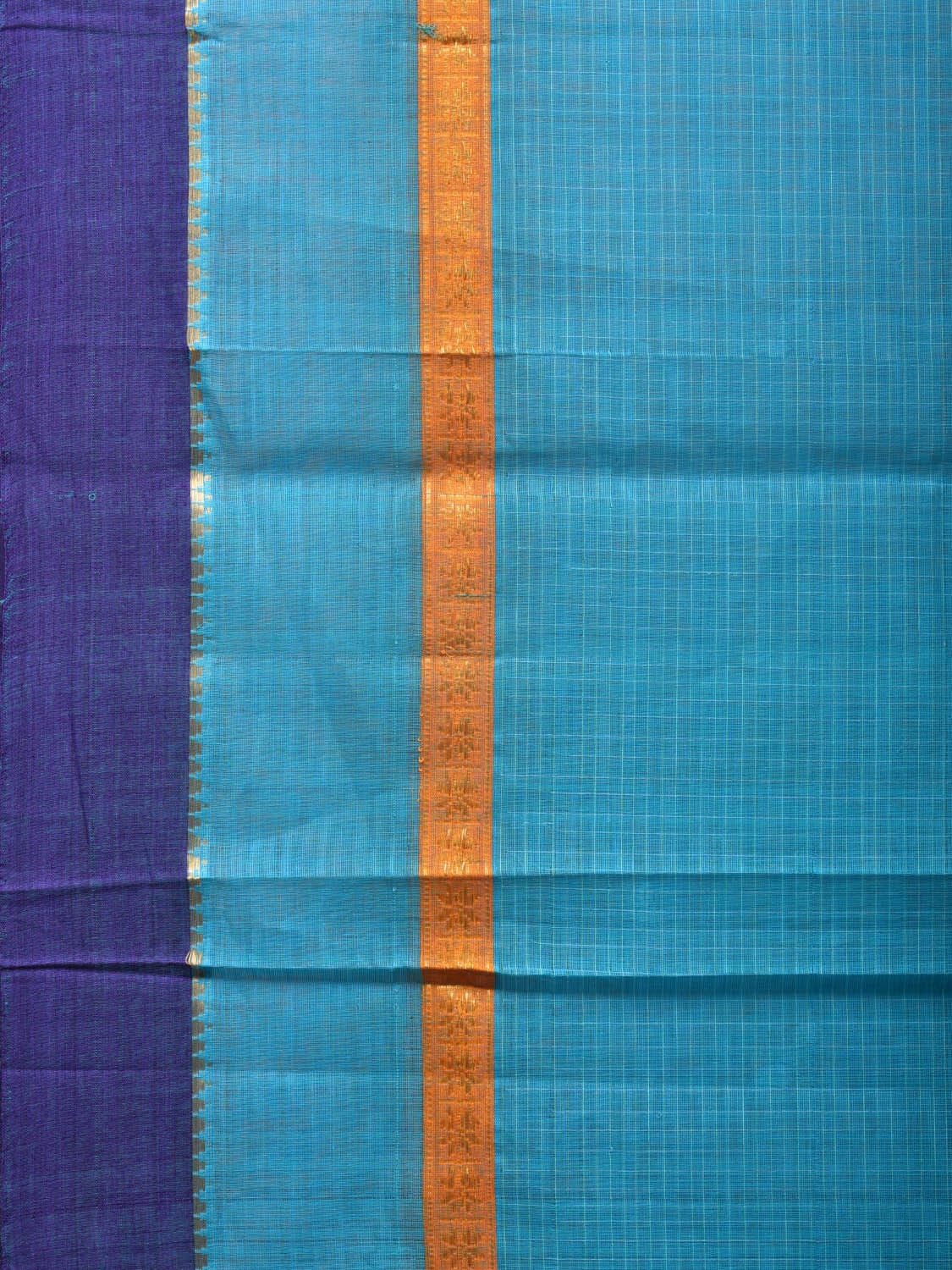 Light Blue Narayanpet Cotton Handloom Saree with Checks Design No Blouse np0761