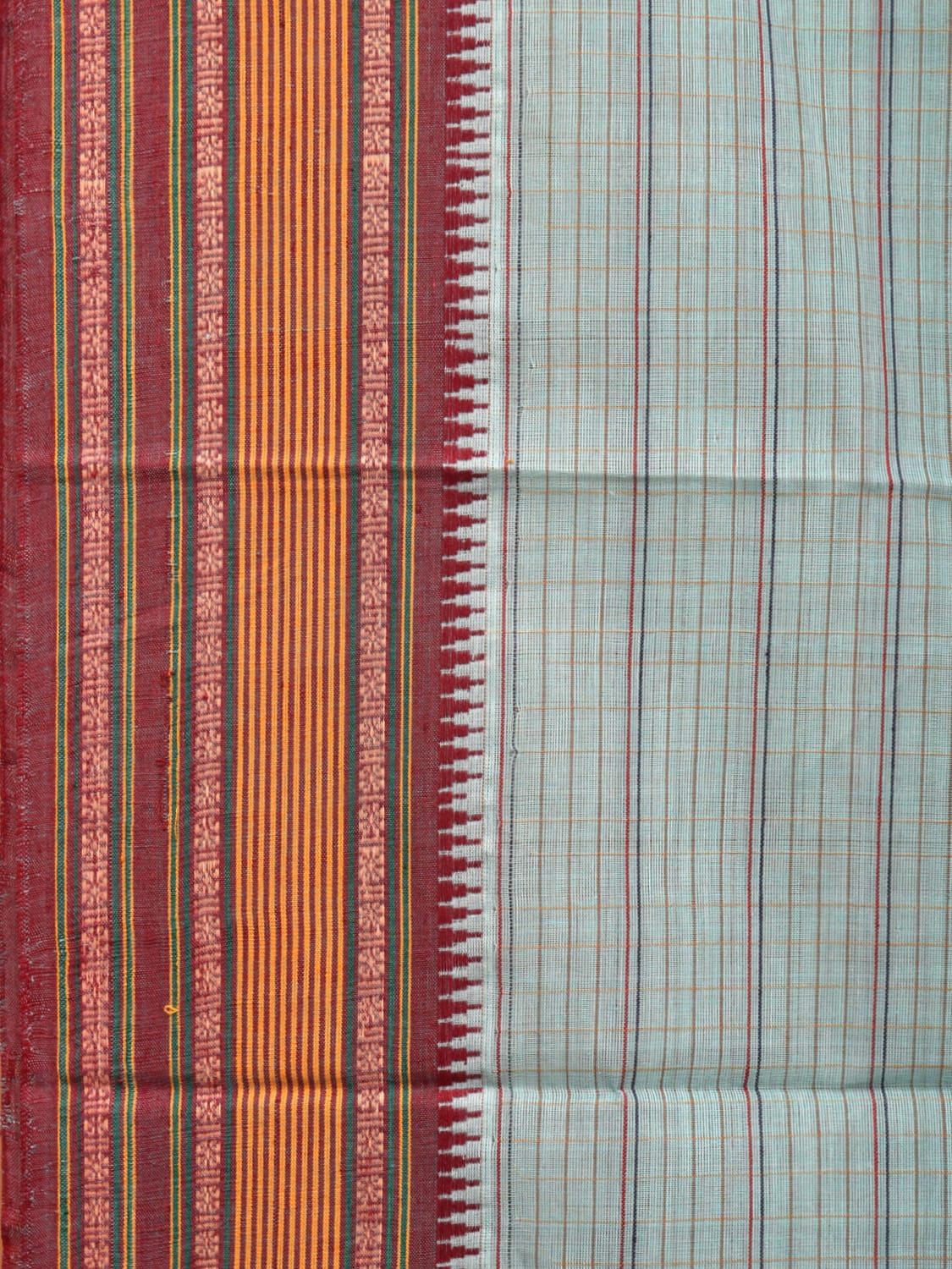 Light Blue Narayanpet Cotton Handloom Saree with Strips Design No Blouse np0699