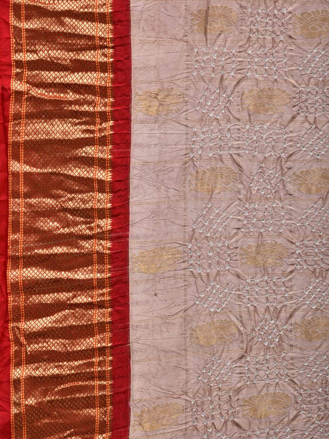 Light Brown Bandhani Paithani Silk Handloom Saree with Bird Buta Design bn0265