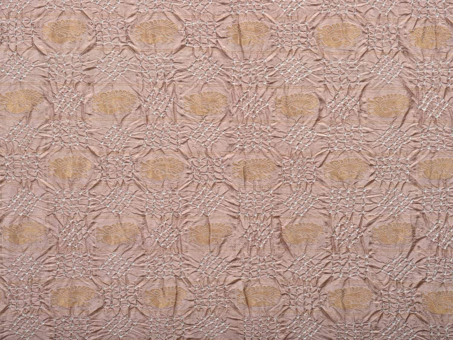Light Brown Bandhani Paithani Silk Handloom Saree with Bird Buta Design bn0265