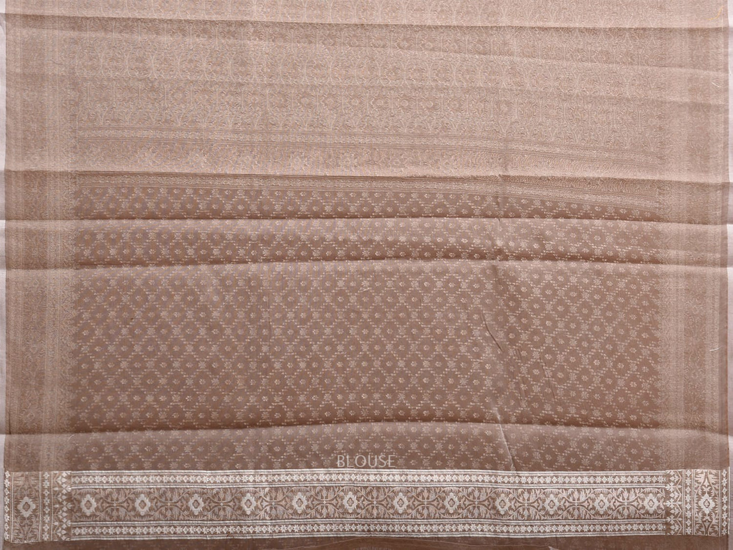 Light Brown Dhakai Jamdani Cotton Viscose Saree with Grill and Border Design dj0099