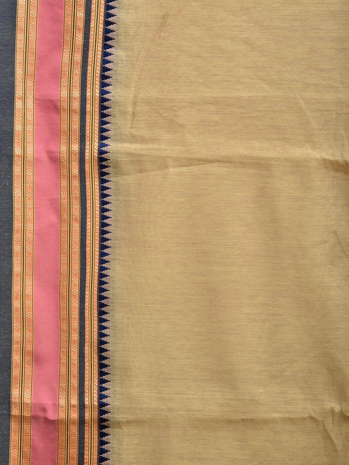 Light Green and Dark Blue Bamboo Cotton Plain Saree with Strips Pallu Design No Blouse bc0683