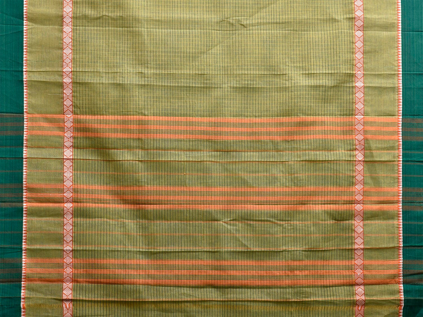 Light Green and Green Narayanpet Cotton Handloom Saree with Strips Design No Blouse np1141