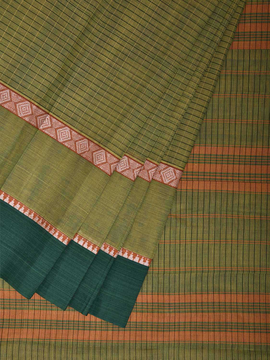 Light Green and Green Narayanpet Cotton Handloom Saree with Strips Design No Blouse np1141