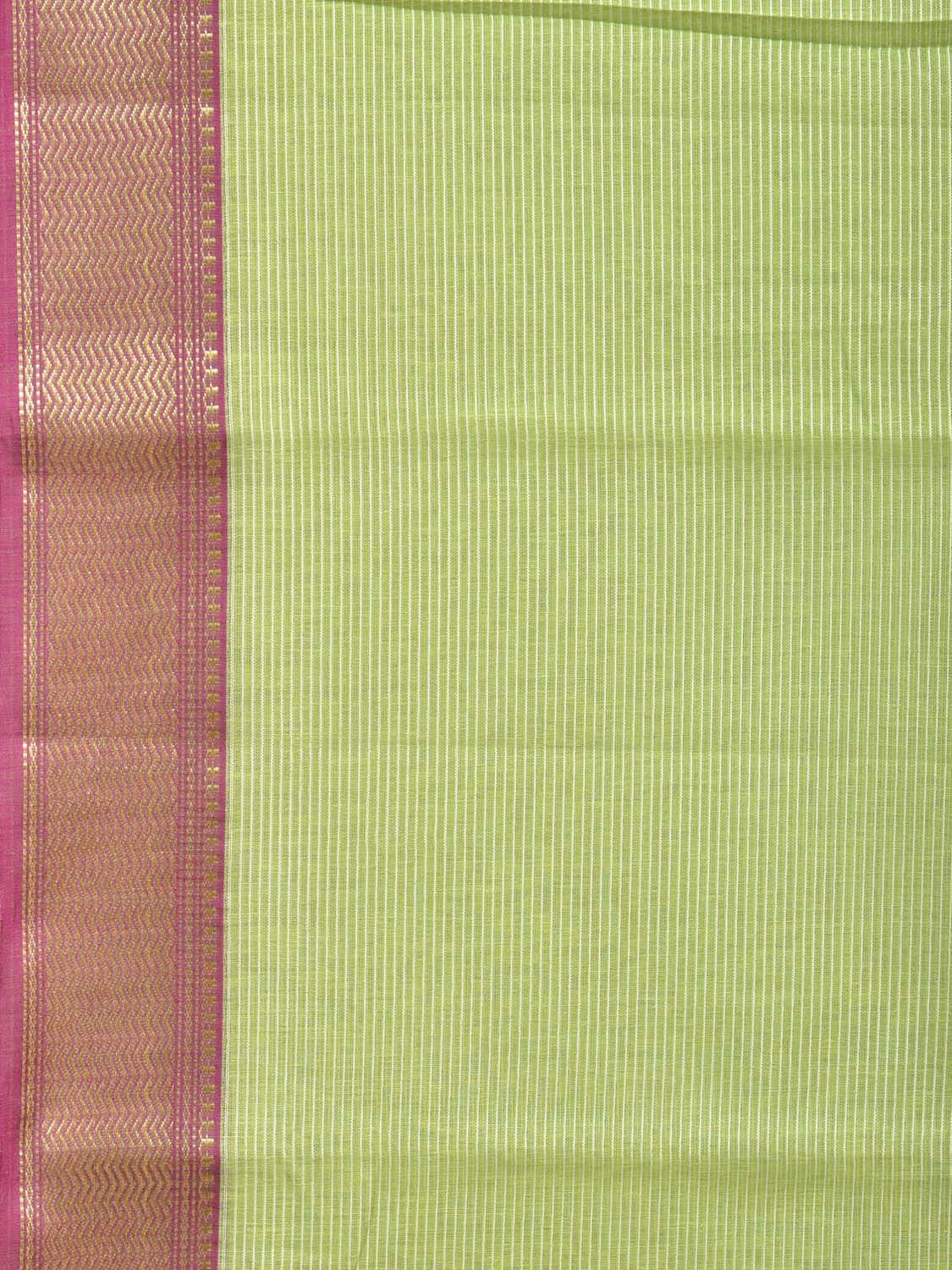 Light Green and Purple Bamboo Cotton Saree with Strips Design No Blouse bc0183