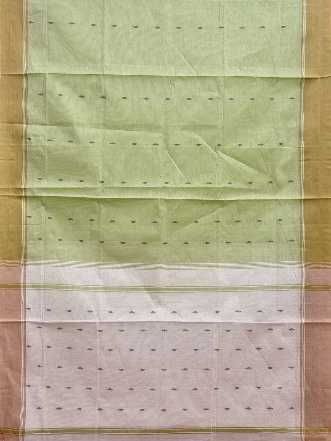 Light Green and White Venkatagiri Cotton Saree with Contrast Pallu Design v0135
