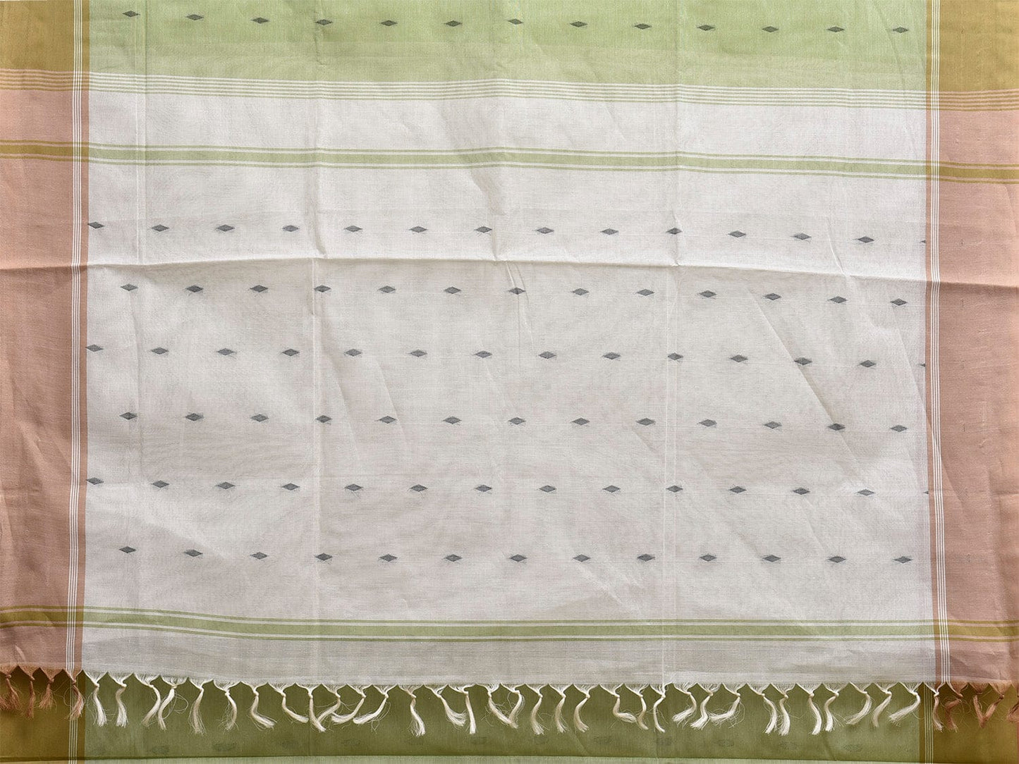 Light Green and White Venkatagiri Cotton Saree with Contrast Pallu Design v0135