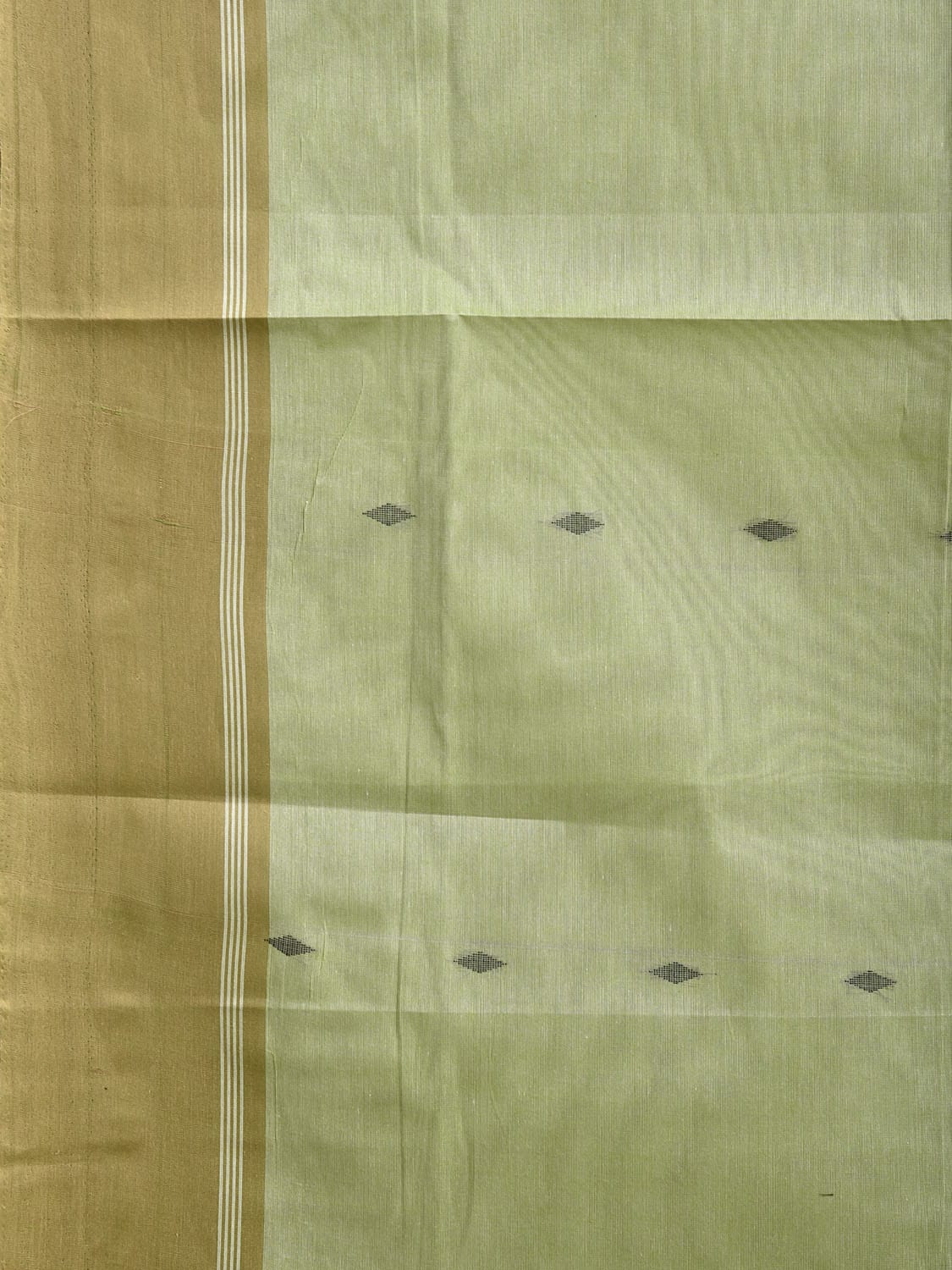 Light Green and White Venkatagiri Cotton Saree with Contrast Pallu Design v0135
