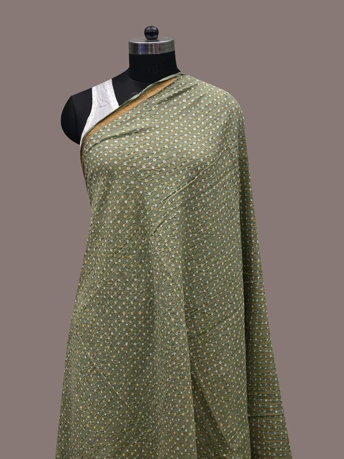 Light Green Bandhani Cotton Handloom Dupatta with Zari Checks Design ds2504