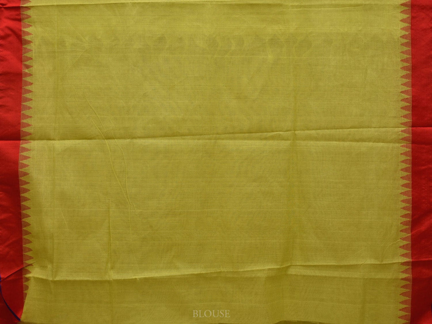 Light Green Khadi Cotton Handloom Plain Saree with Temple Border Design kh0563