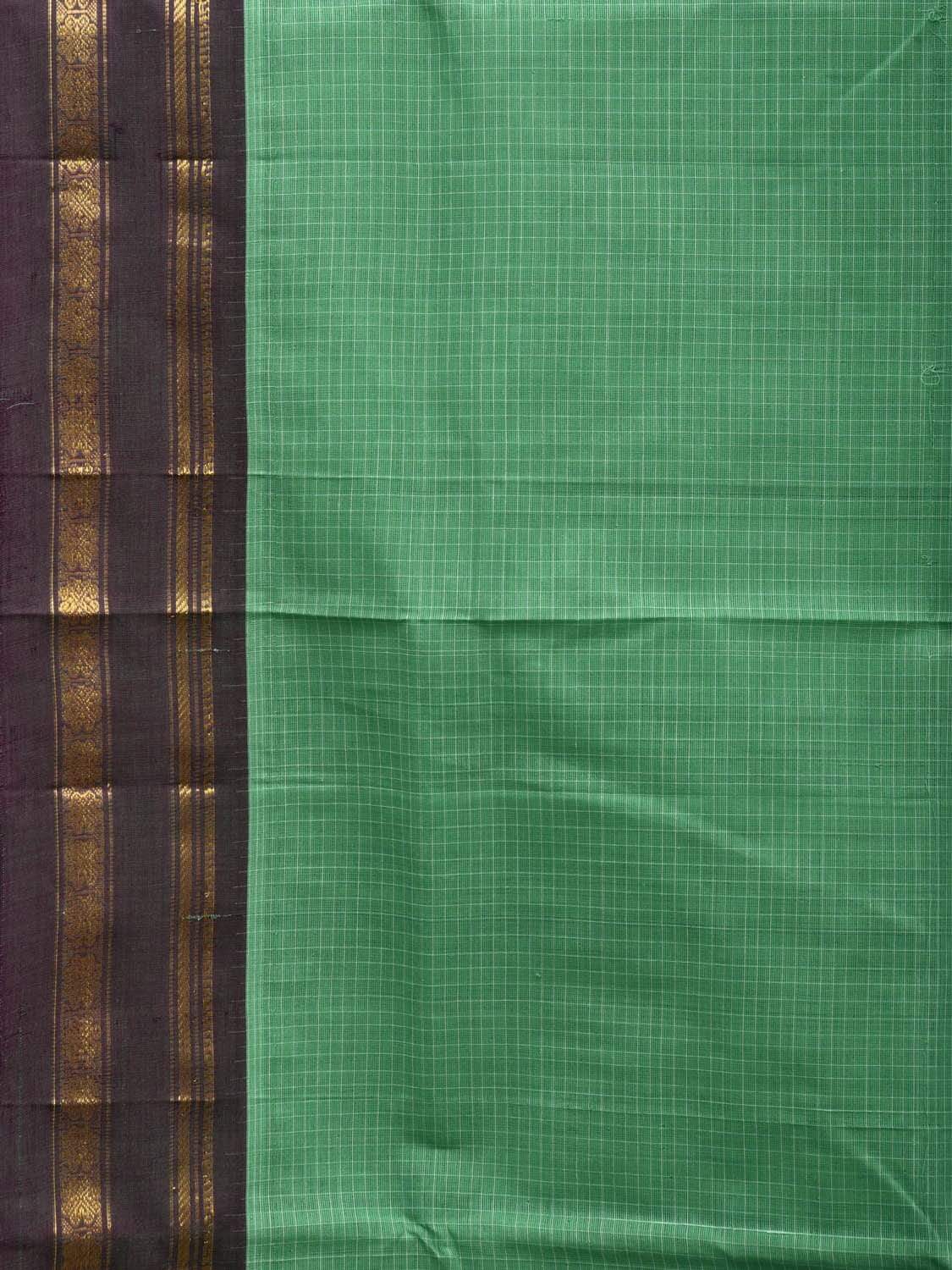 Light Green Narayanpet Cotton Handloom Saree with Checks Design No Blouse np0491