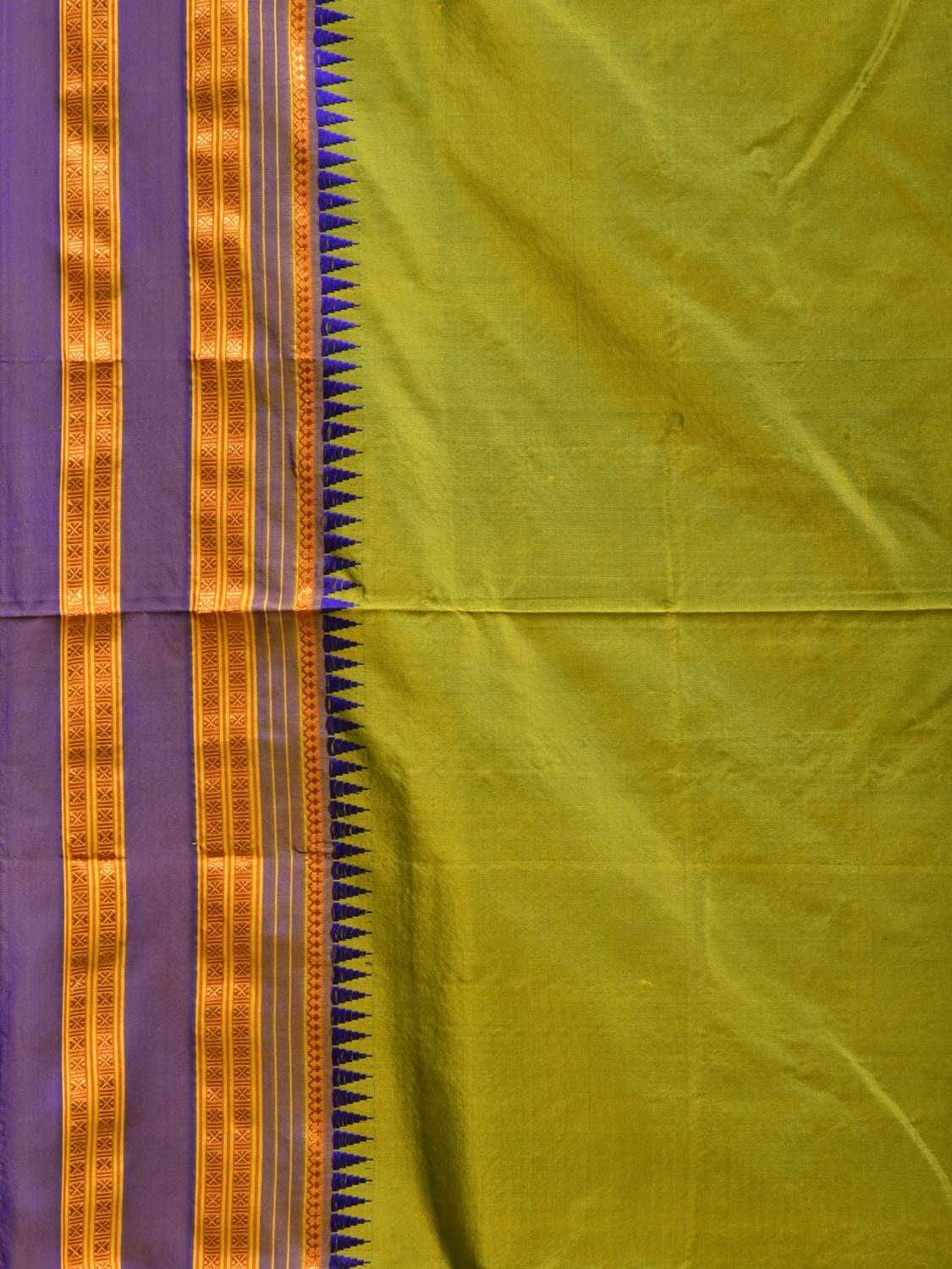 Light Green Narayanpet Silk Handloom Plain Saree with Traditional Border Design No Blouse np0463