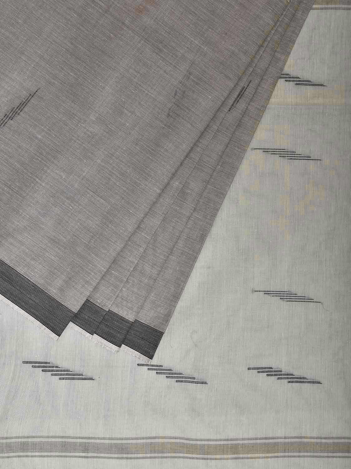 Light Grey and Sea Green Venkatagiri Cotton Saree with Pallu Buta Design v0123