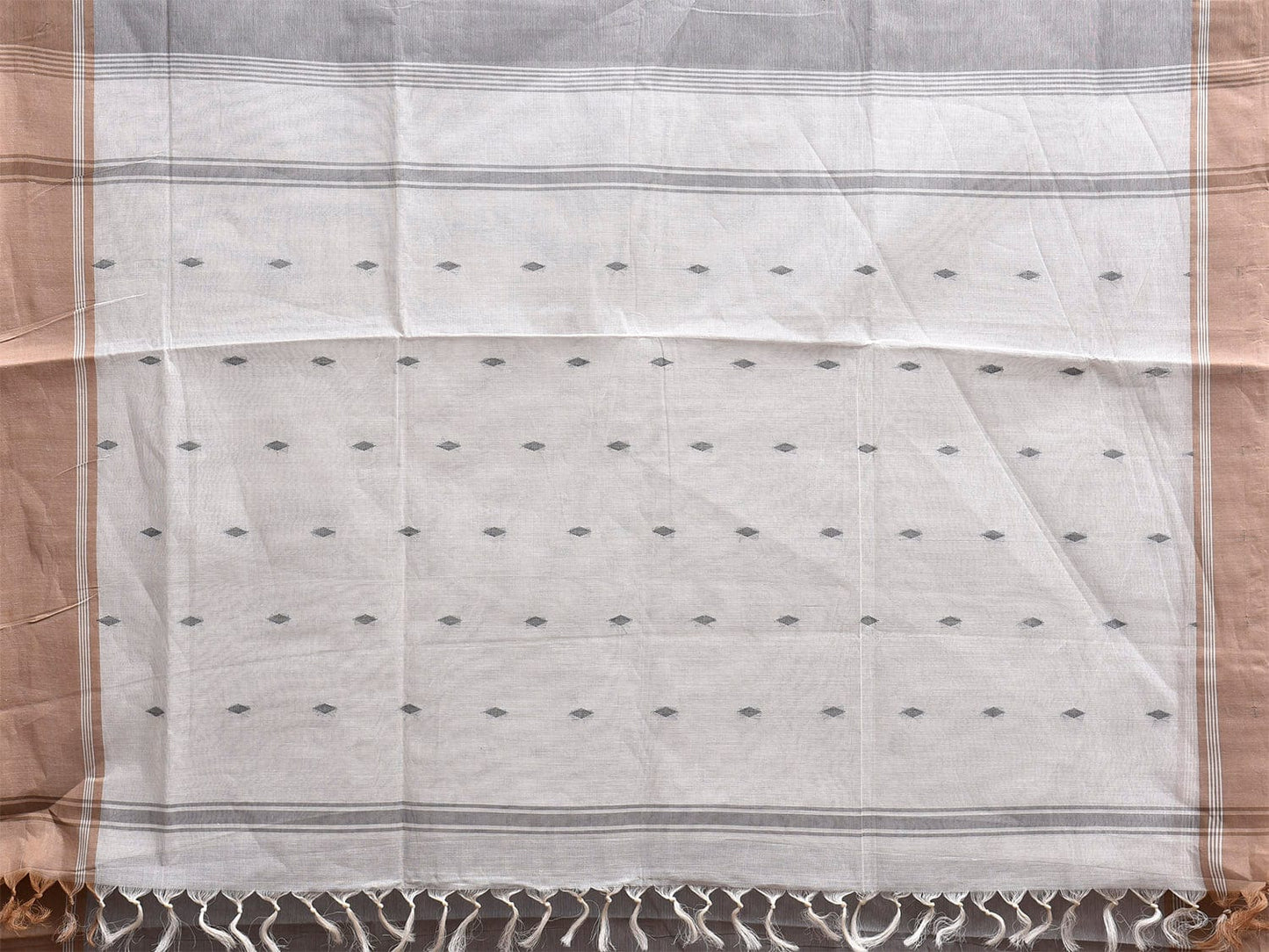 Light Grey and White Venkatagiri Cotton Saree with Body and Pallu Buta Design v0124