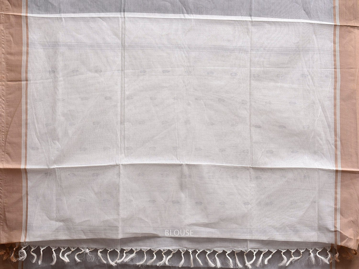 Light Grey and White Venkatagiri Cotton Saree with Body and Pallu Buta Design v0124