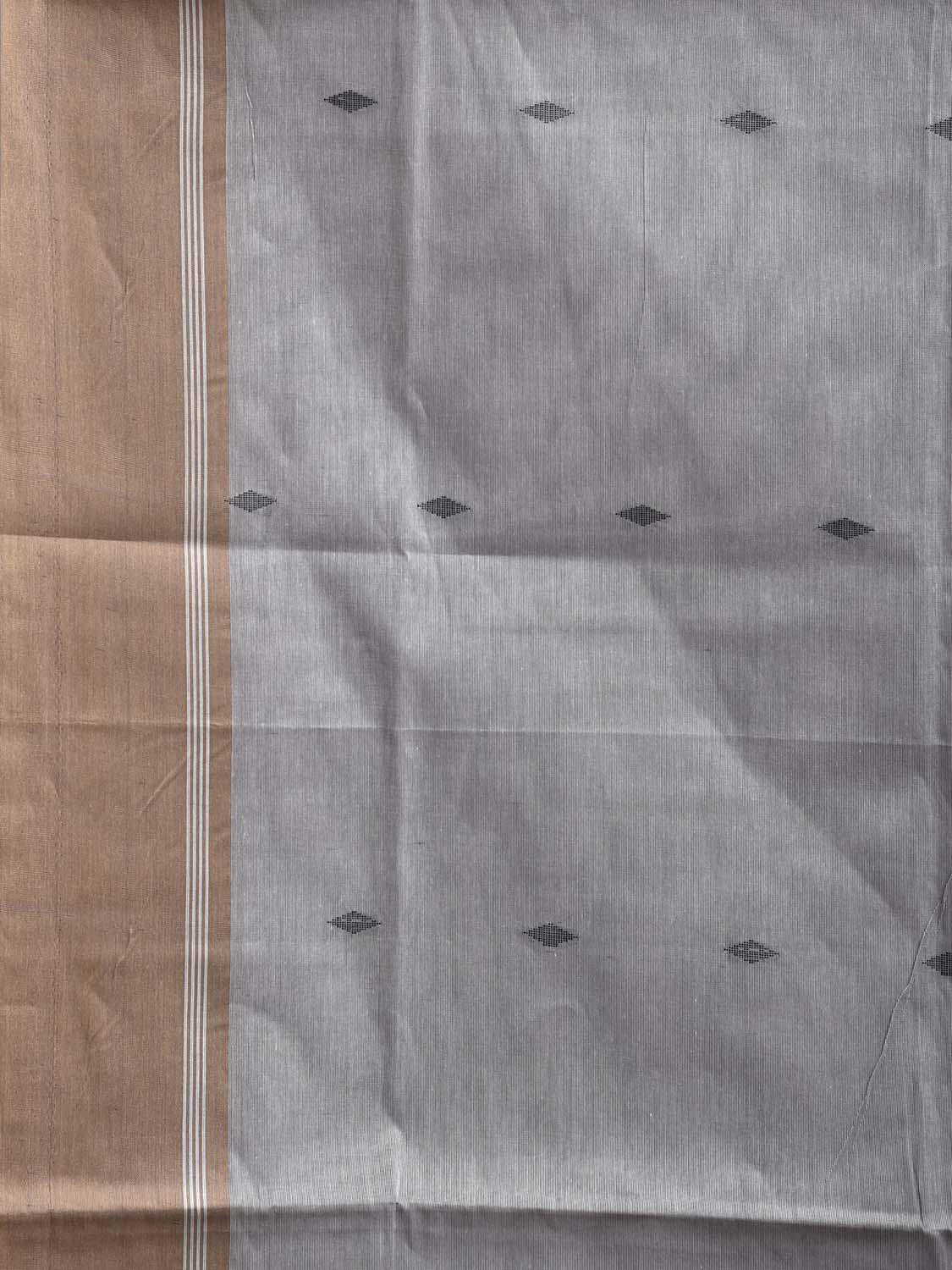Light Grey and White Venkatagiri Cotton Saree with Body and Pallu Buta Design v0124