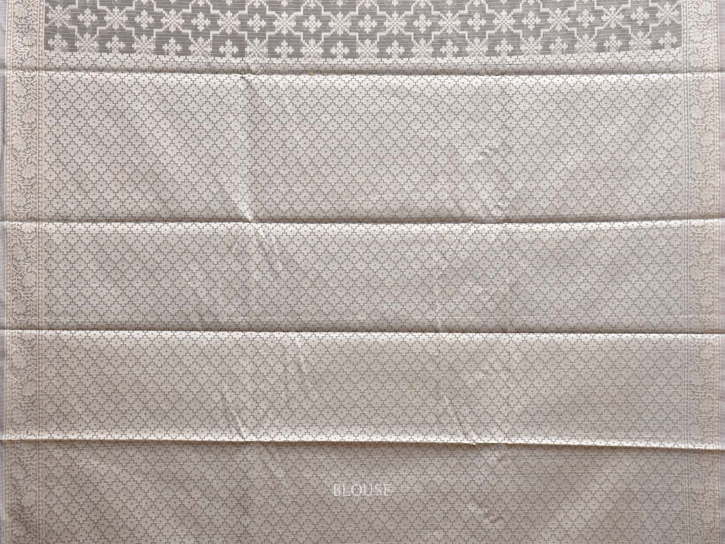 Light Grey Dhakai Jamdani Cotton Viscose Saree with Grill and Border Design dj0067