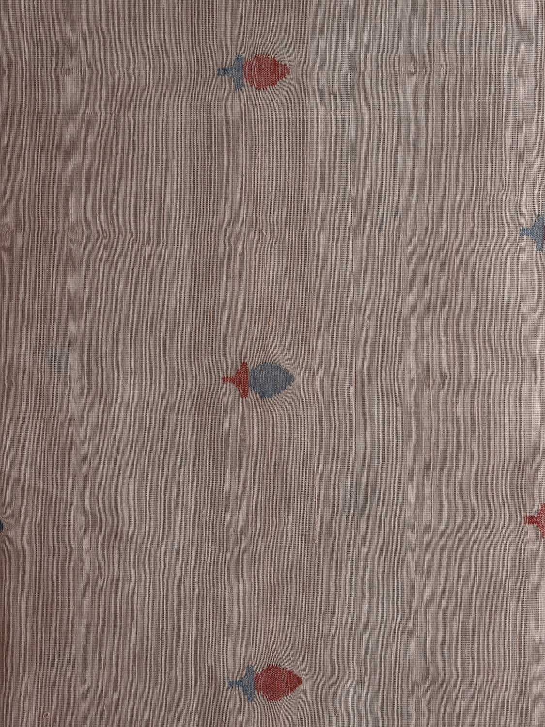 Light Grey Khadi Cotton Natural Dye Handloom 2.5mts Fabric with Buta Design f0196