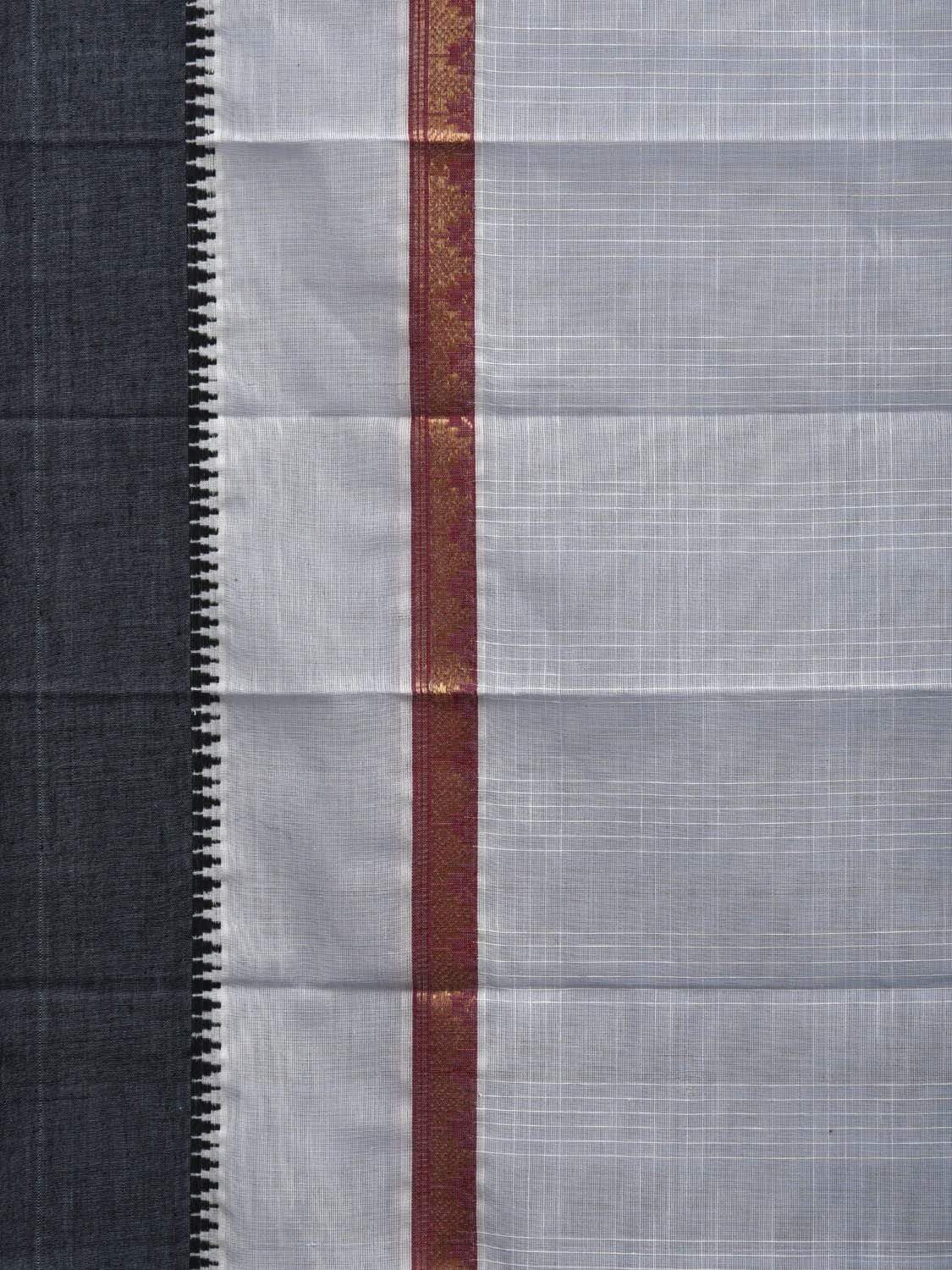 Light Grey Narayanpet Cotton Handloom Saree with Checks Design No Blouse np0479