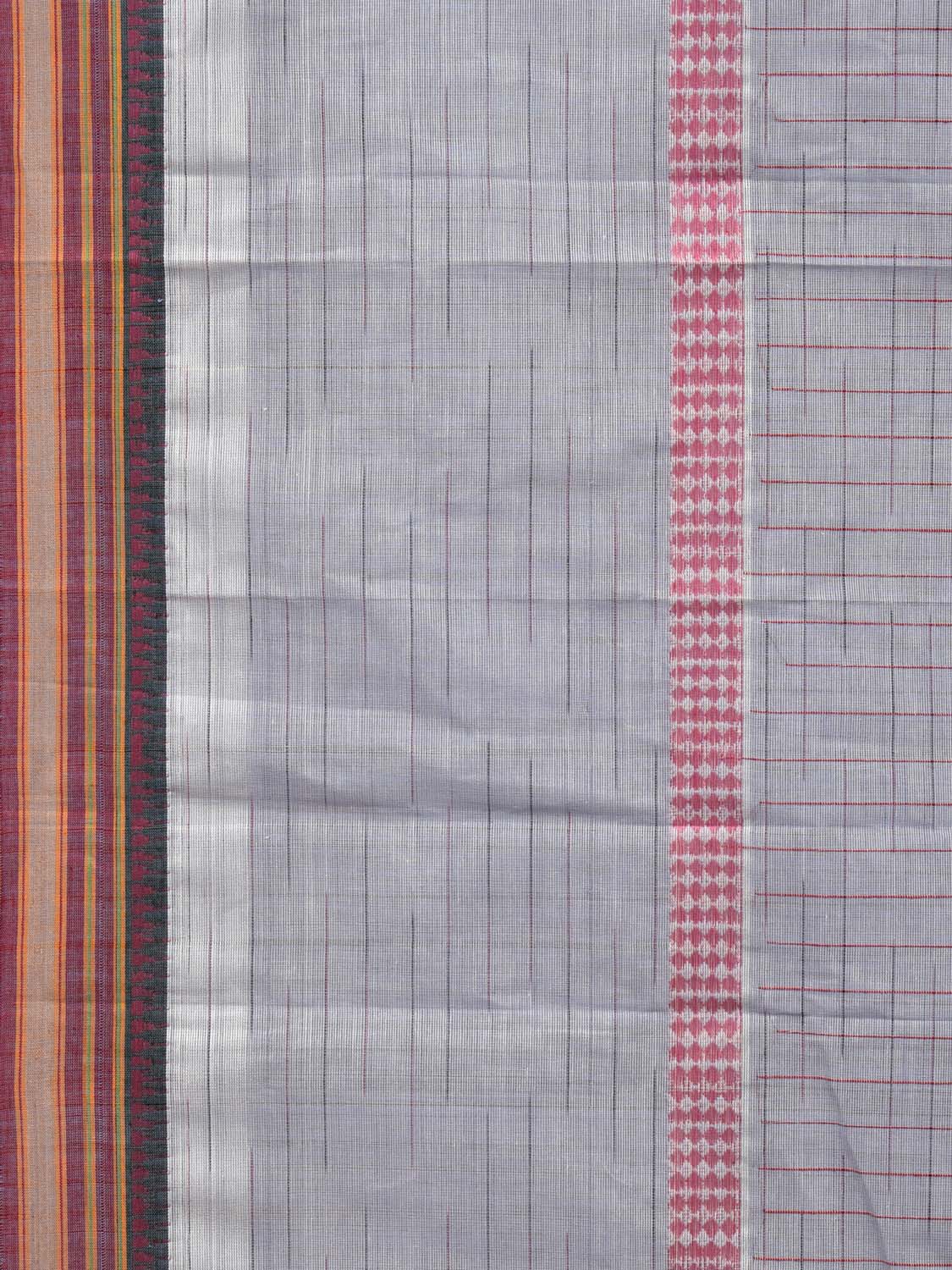 Light Grey Narayanpet Cotton Handloom Saree with Checks Design No Blouse np0660