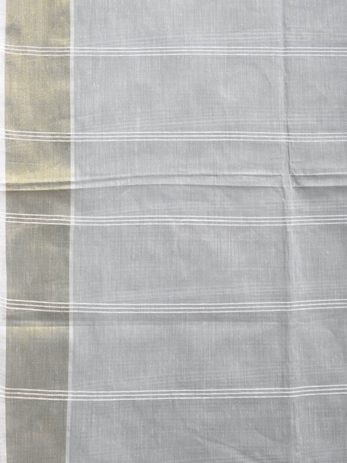 Light Grey Venkatagiri Cotton Saree with Strips Pallu Design v0088
