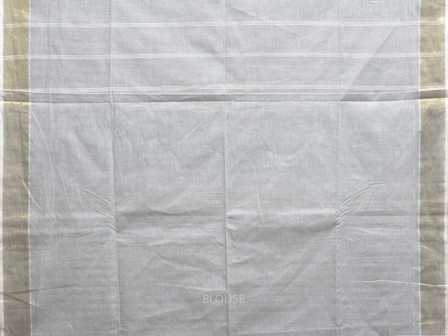 Light Grey Venkatagiri Cotton Saree with Strips Pallu Design v0088